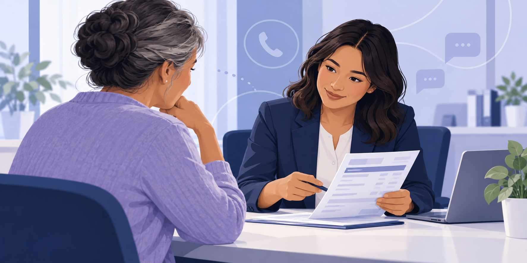A hospital billing advisor helping a patient understand a statement.